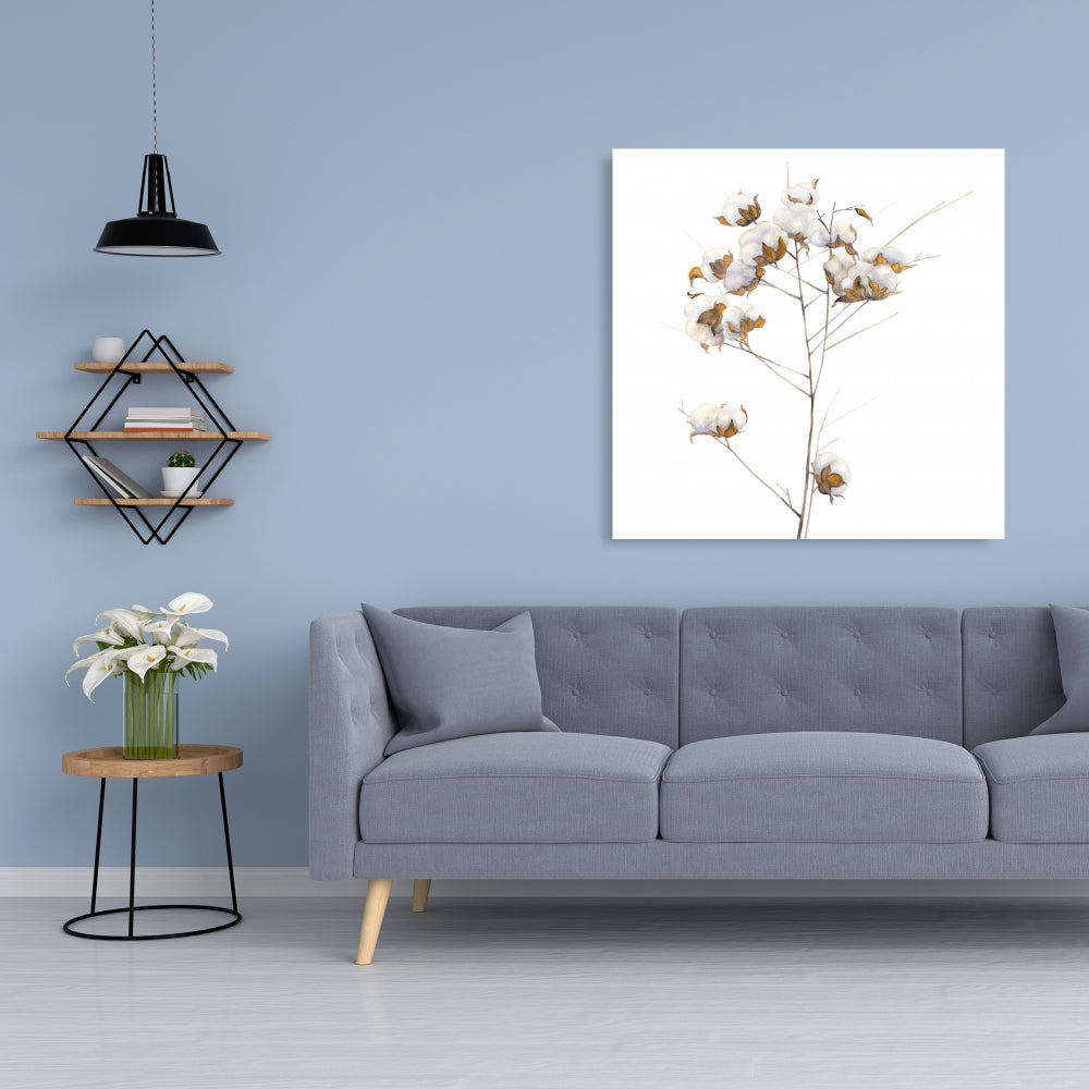 Botanical Scandinavian Canvas | Cotton Flowers Branch Decor