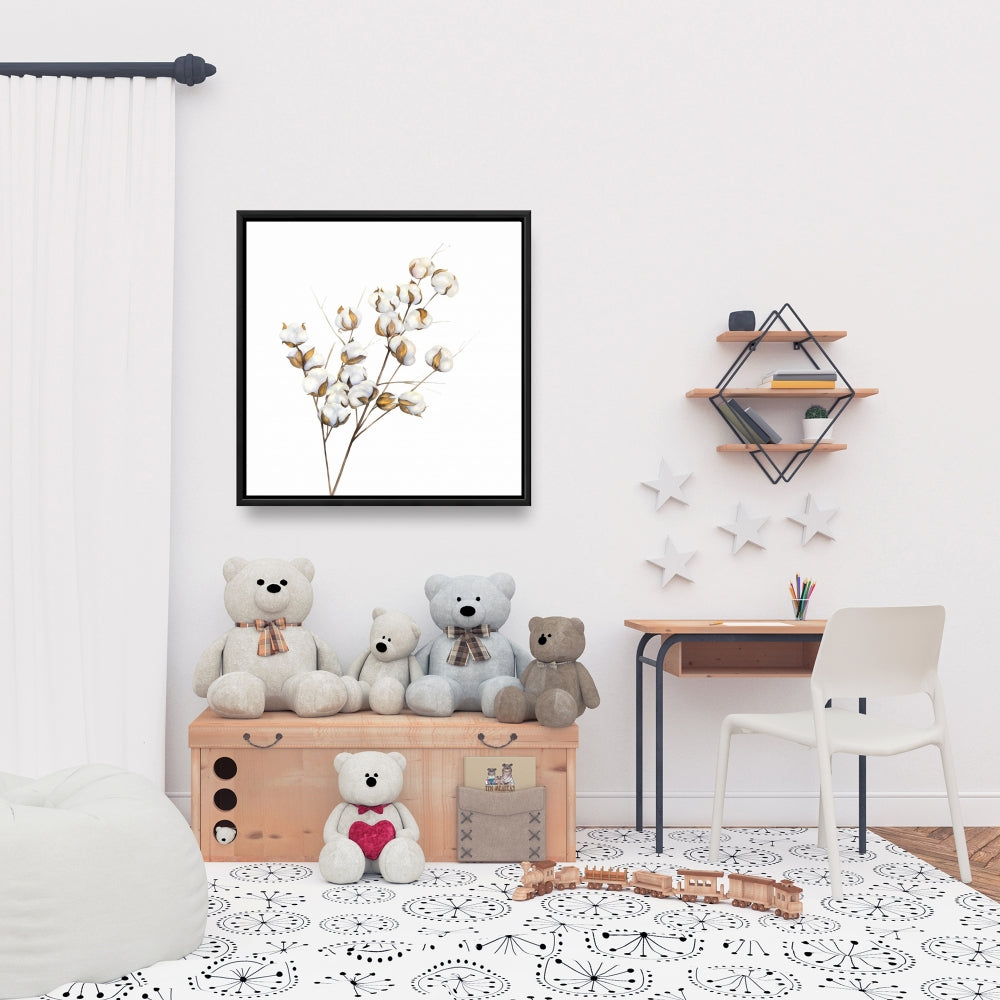 Scandinavian Floral Canvas | Cotton Flowers Branch Decor