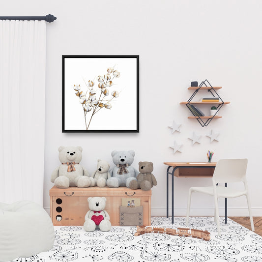 Scandinavian Floral Canvas | Cotton Flowers Branch Decor