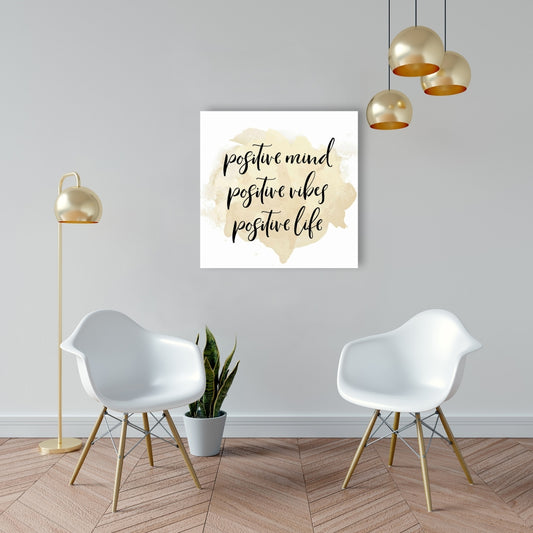 Toile Positive Mind, Vibes - Décoration de chambre spirituelle beige