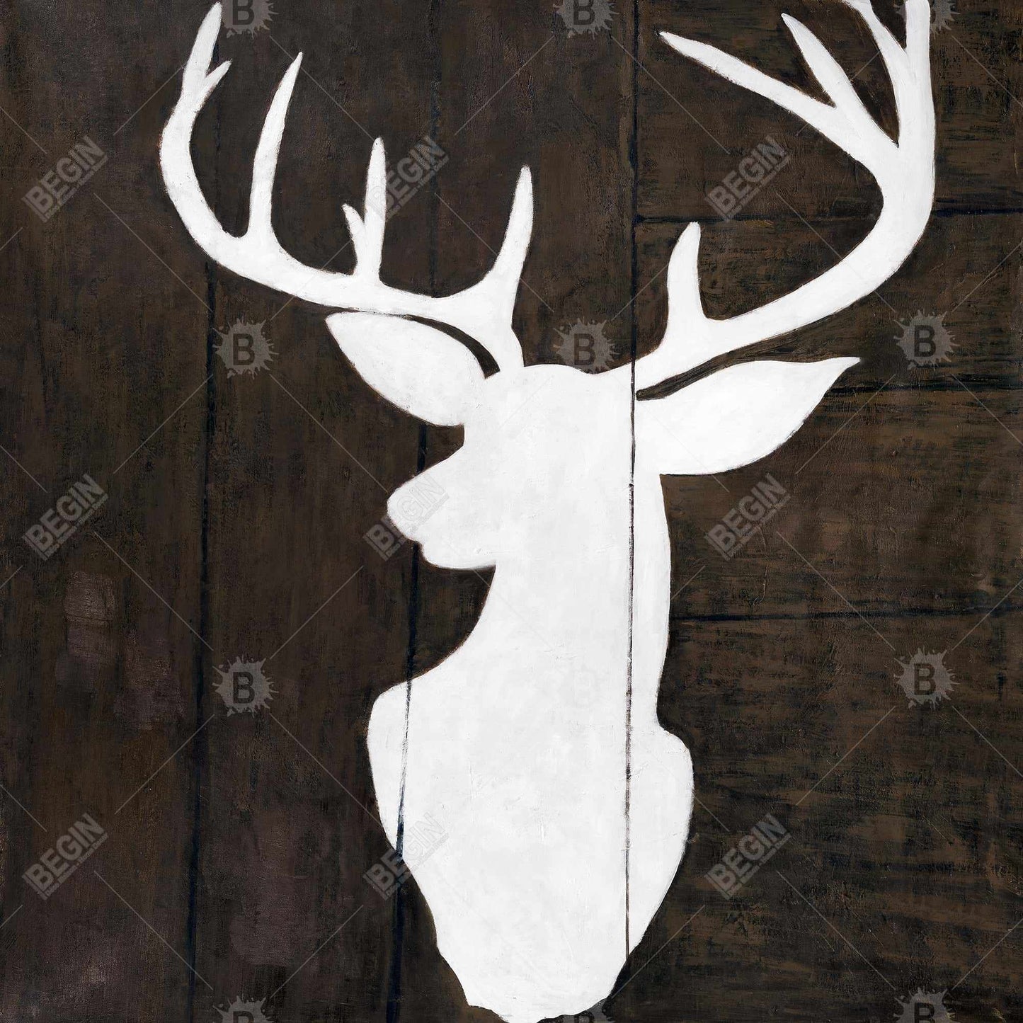 Silhouette of a Deer | Rustic Bedroom Canvas Wall Art Decor