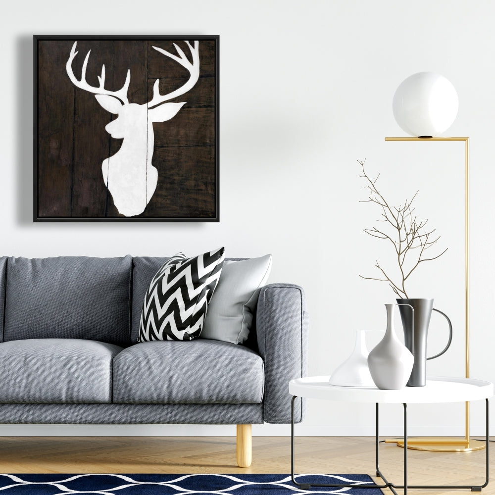 Silhouette of a Deer | Rustic Bedroom Canvas Wall Art Decor