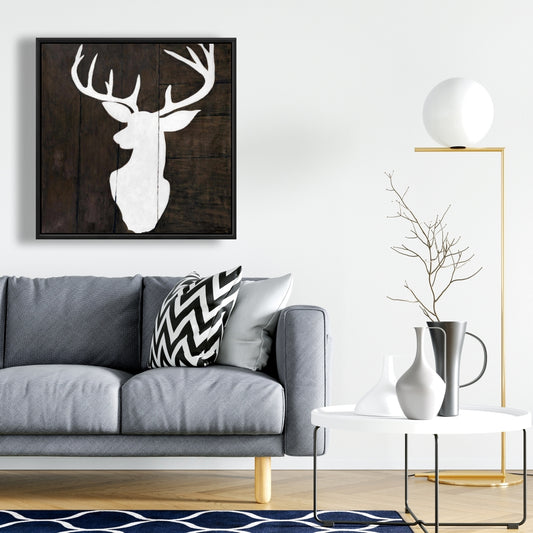 Silhouette of a Deer | Rustic Bedroom Canvas Wall Art Decor