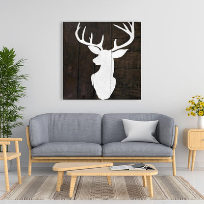 Toile rustique blanche pour chambre à coucher – Silhouette de cerf, décoration d'intérieur