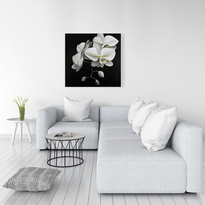 White Orchids Canvas Art - Romantic Floral Bedroom Decor