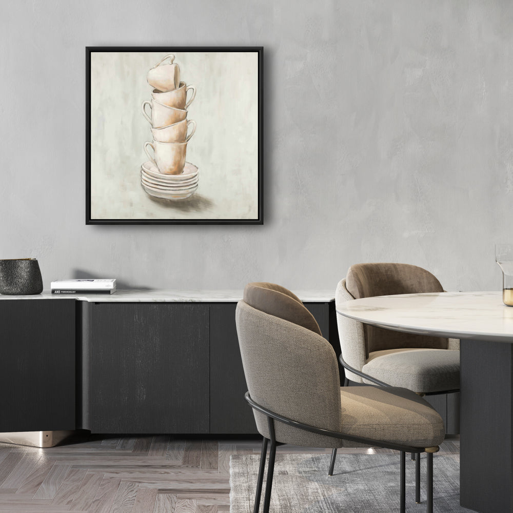 Décoration de cuisine contemporaine | Toile encadrée « Gobelets empilés »