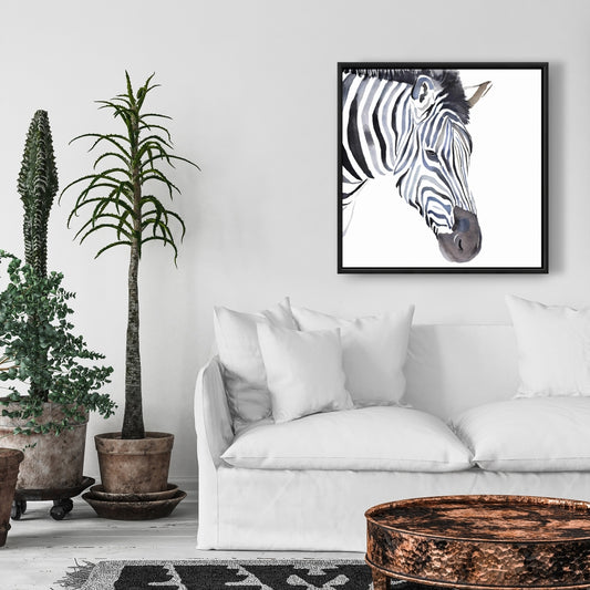 Zebra Blue Animals Bedroom Canvas | Home Decor Framed Art