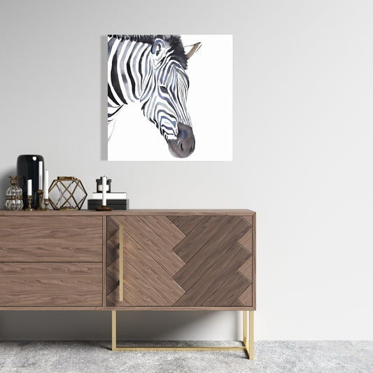 Zebra Wildlife Bedroom Blue Canvas | Home Decor Wall Art