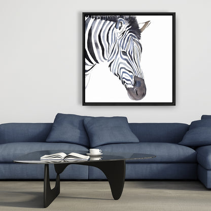 Zebra Blue Animals Bedroom Canvas | Home Decor Framed Art