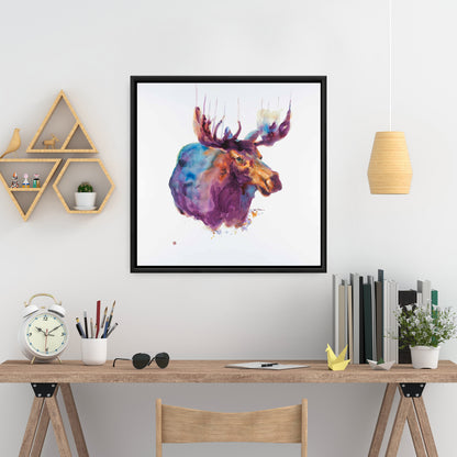 Toile abstraite d'élan | Décoration murale contemporaine pour chambre bleue