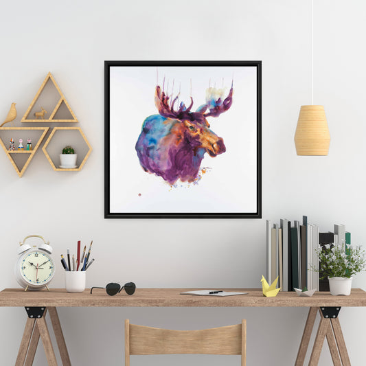 Toile abstraite d'élan | Décoration murale contemporaine pour chambre bleue