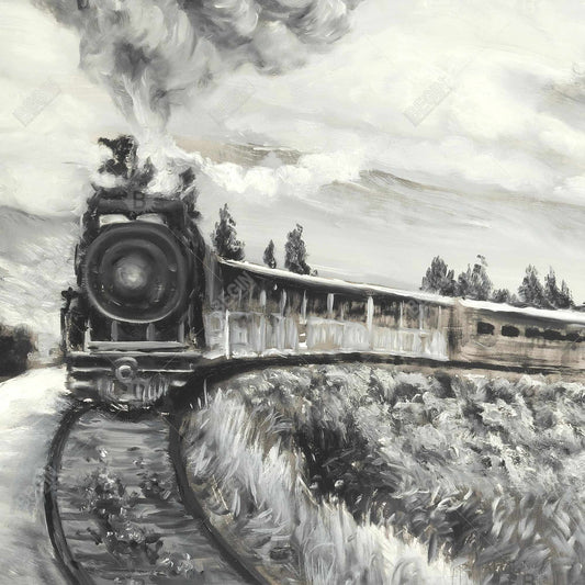 Steam Engine Train - Black Contemporary Metal Print | Home Decor