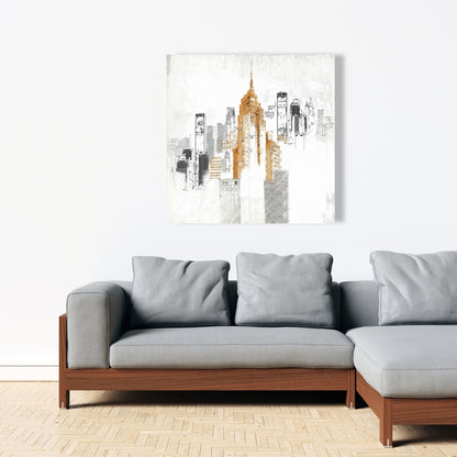 Blurry Sketch Cityscape Canvas | Industrial Home Decor Art