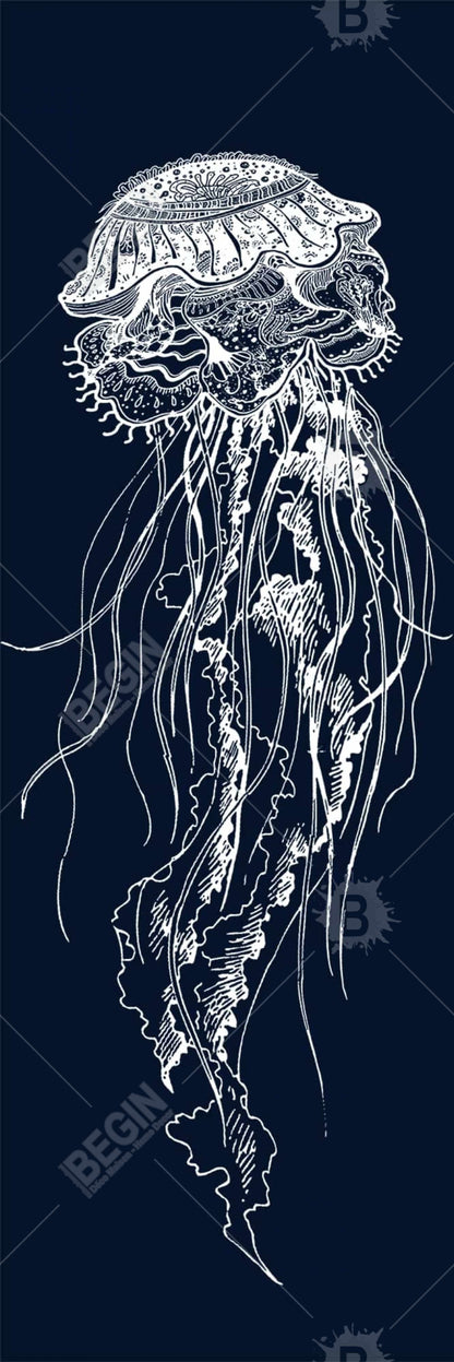 Detailed Jellyfish Canvas | Blue Framed Bedroom Wall Art