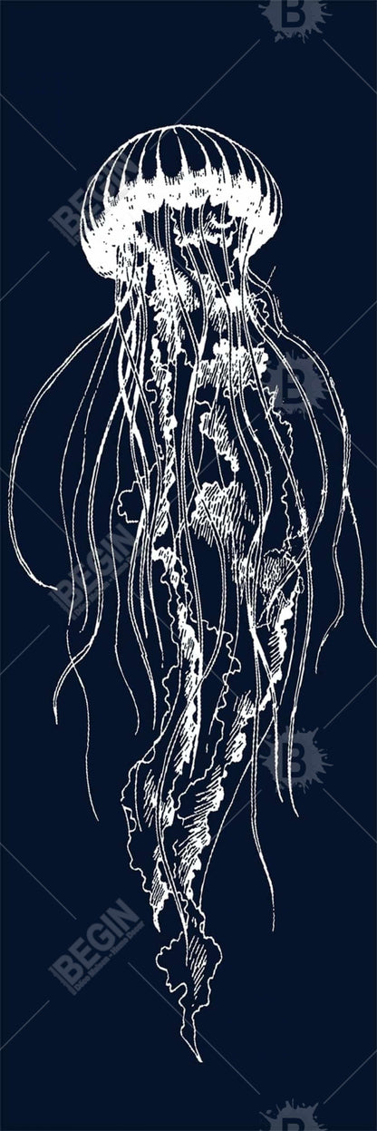 White Jellyfish Illustration Canvas - Marine Decor for Bedroom