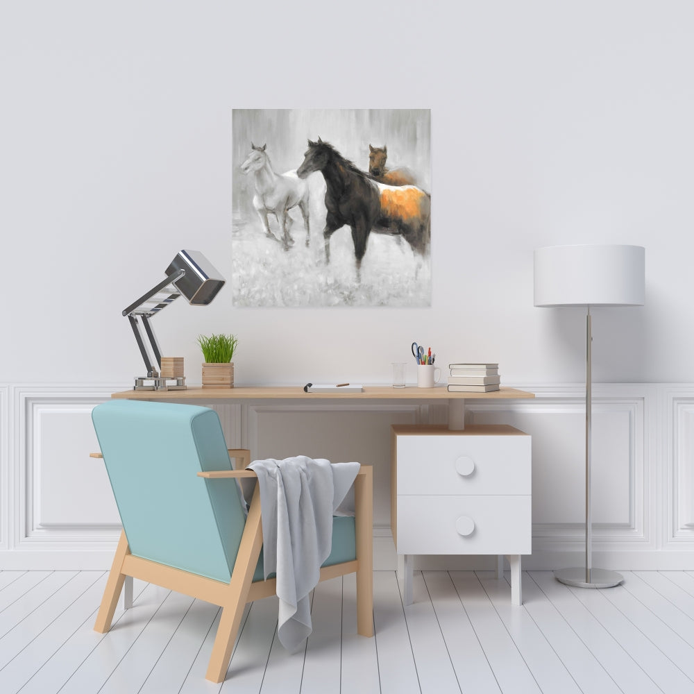 Abstract Herd of Horses Canvas - Brown Animal Home Decor