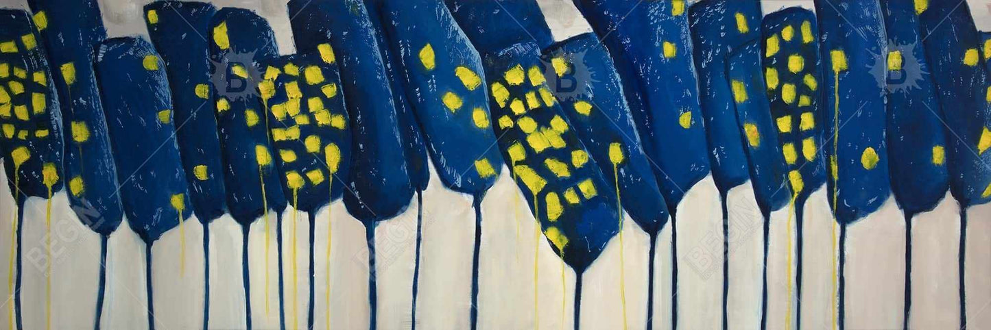 Abstract Blue Flowers Canvas - Contemporary Home Decor Art