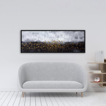 Gold Paint Splash Canvas - Gray Framed Home Decor Art