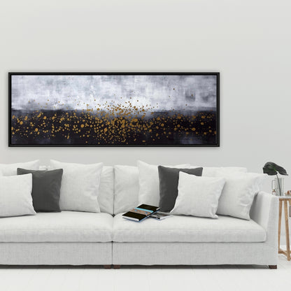 Gold Paint Splash Canvas - Gray Framed Home Decor Art