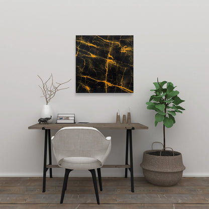 Black and Gold Marble Texture Canvas | Yellow Pattern Decor