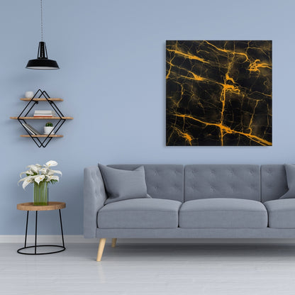 Black and Gold Marble Texture Canvas | Yellow Pattern Decor
