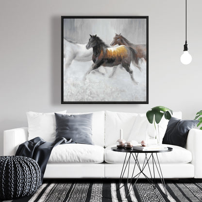 Toile encadrée Troupeau de chevaux sauvages | Décoration de chambre contemporaine