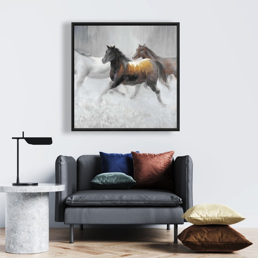 Toile encadrée Troupeau de chevaux sauvages | Décoration de chambre contemporaine
