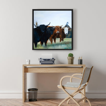 Highland Cows Canvas | Western Farm Animal Bedroom Decor
