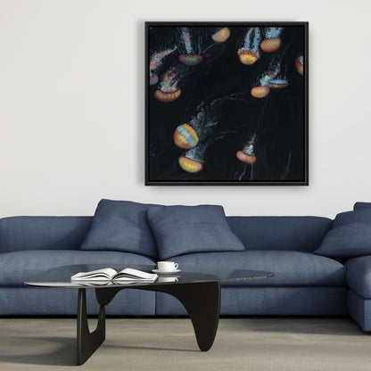 Colorful Jellyfish Canvas | Bedroom Decor | Marine Aquatic Art