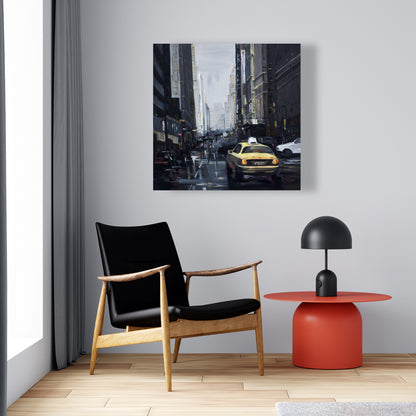 New York in the Dark Canvas | Gray Bedroom Wall Art Decor