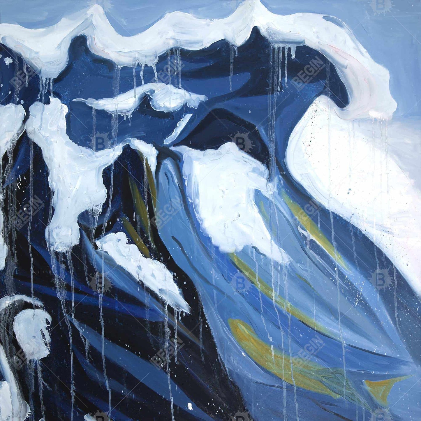 Wave in Motion | Sea Coastal Blue Framed Canvas Decor