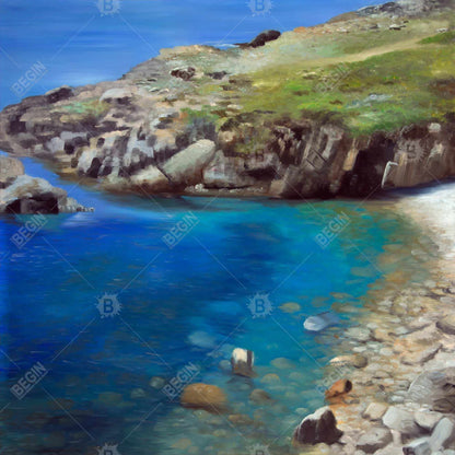 Spanish Coast Marine Blue Canvas - Bedroom Home Decor Art