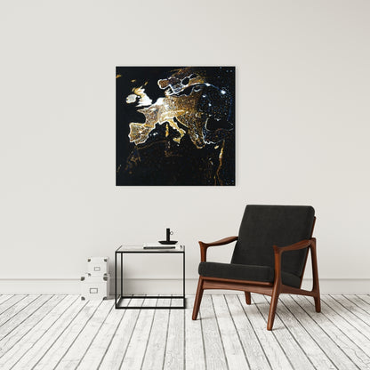 European Continent Galaxy Canvas - Earth Black Living Room Decor