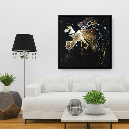 Industrial Black Frame European Continent Canvas - Home Decor