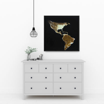 American Continent at Night Canvas | Earth & Galaxy Decor