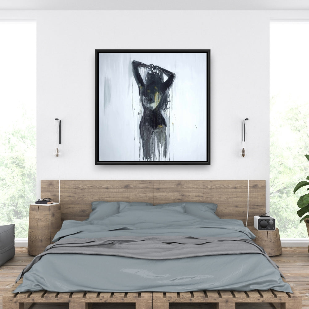 Female Silhouette Black Canvas | Home Decor Framed Art