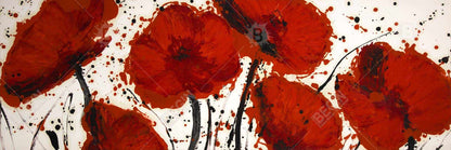 Abstract Paint Splash Red Flowers Canvas - Modern Home Decor