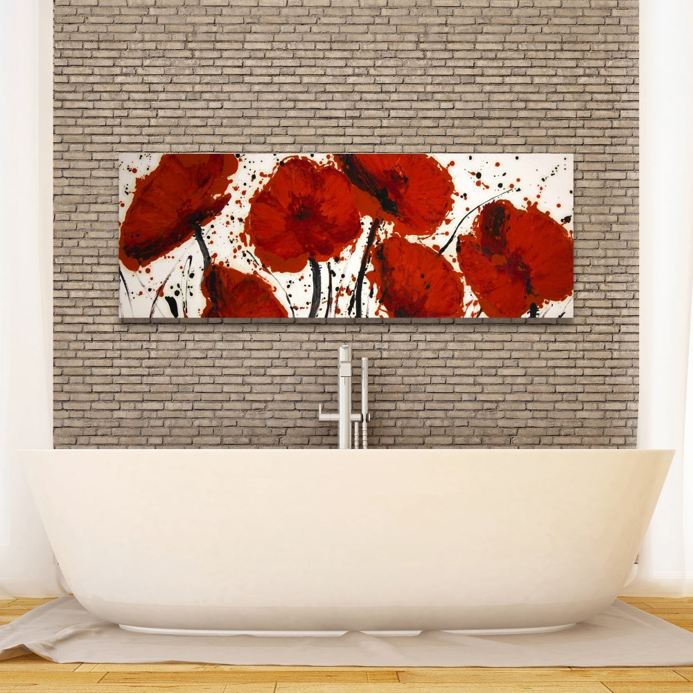 Abstract Paint Splash Red Flowers Canvas - Modern Home Decor