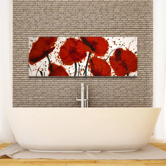 Abstract Paint Splash Red Flowers Canvas - Modern Home Decor