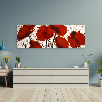 Abstract Paint Splash Red Flowers Canvas - Modern Home Decor