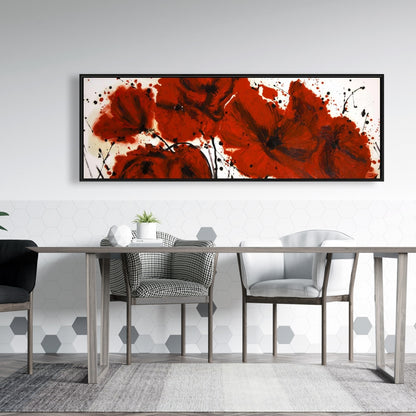 Contemporary Red Bedroom Canvas | Abstract Red Flowers Field