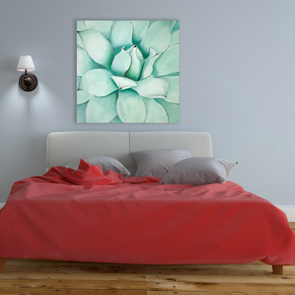 Gros plan sur toile botanique de plantes succulentes - Décoration d'intérieur contemporaine