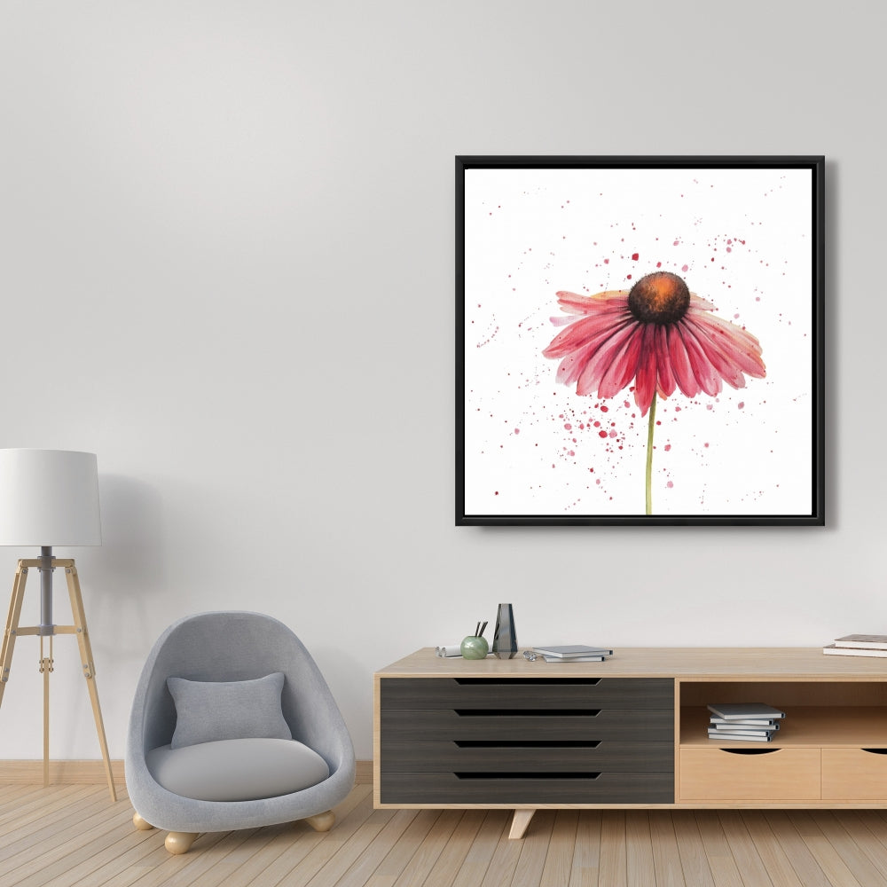 Pink Daisy Botanical Canvas | Romantic Bedroom Wall Art Decor