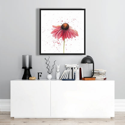 Pink Daisy Botanical Canvas | Romantic Bedroom Wall Art Decor