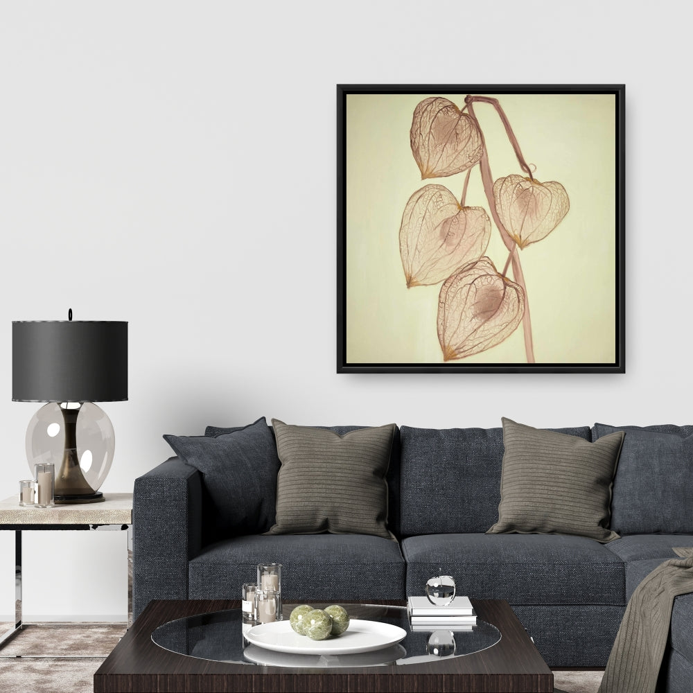 Floral & Botanical Brown Framed Canvas - Growing Ground Cherries