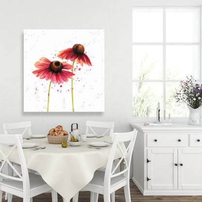Romantic Floral Canvas - Two Pink Daisies for Home Decor