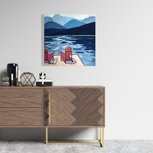 Toile Lac et Montagne | Décoration murale pour chambre | Décoration d'intérieur