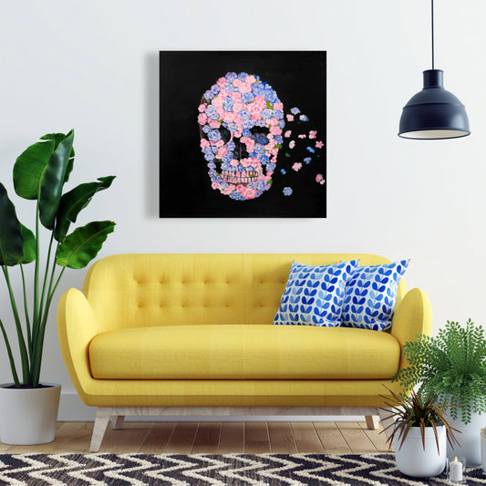 Flower Skull Canvas | Modern Floral Botanical Home Decor