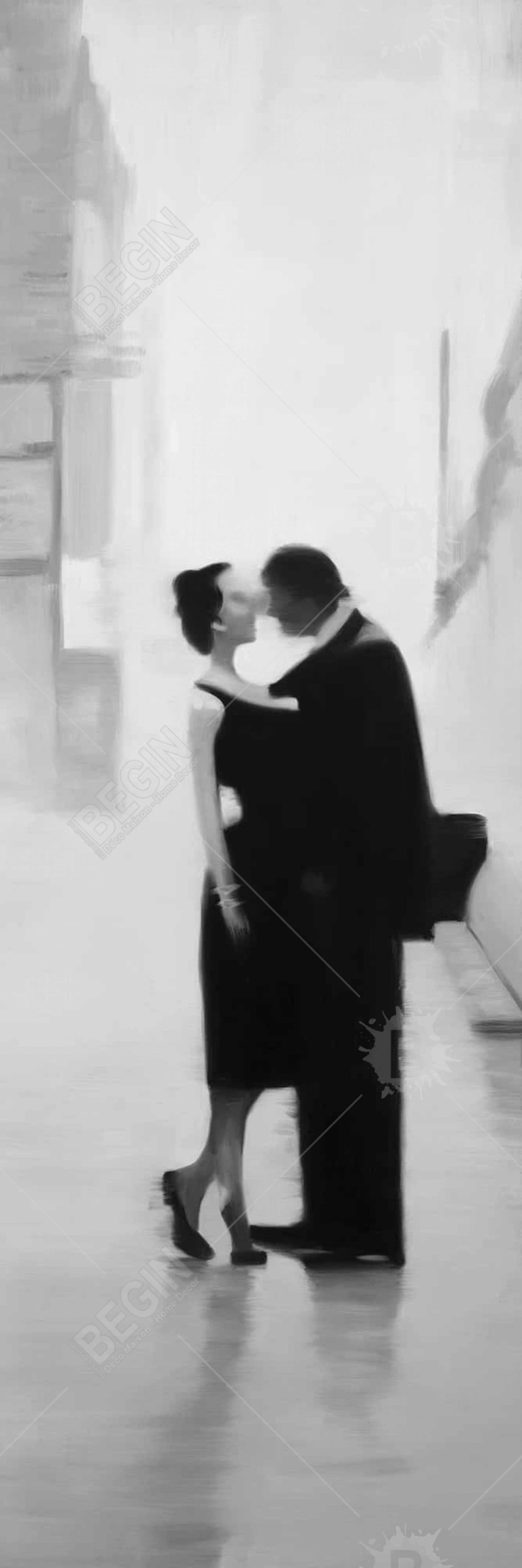 Couple in the Street Canvas - Figurative White Woman Wall Art