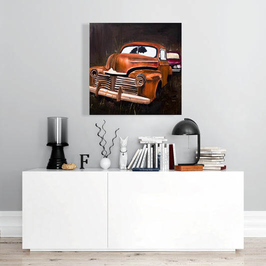 Old Car Crash Still Life Canvas | American Bedroom Decor